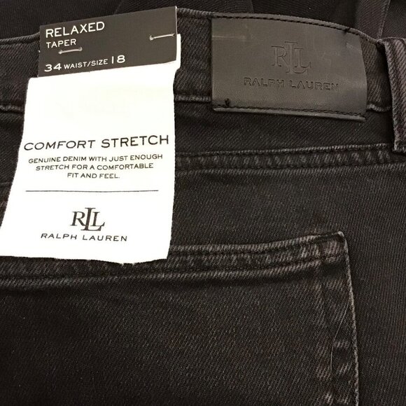 Ralph Lauren LRL NWT 18 (34) Relaxed Taper Women’s Jeans Faded Black Stretch - Picture 7 of 11